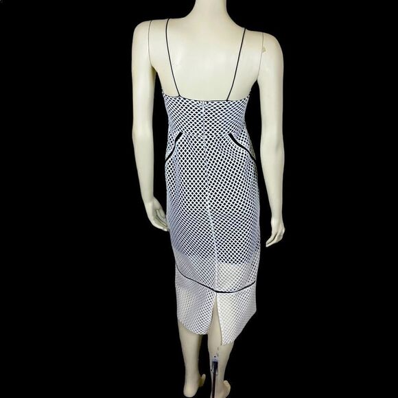 TopShop Black Slip Dress with White Mesh Overlay Size 6 - Picture 8 of 12